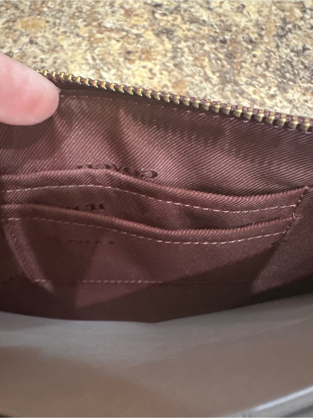 Coach Pebbled Merlot Signature Corner Zip Wristlet NWT Quiet Luxury Old Money - Picture 9 of 9
